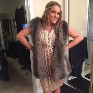 Zara wool knit faux fur vest